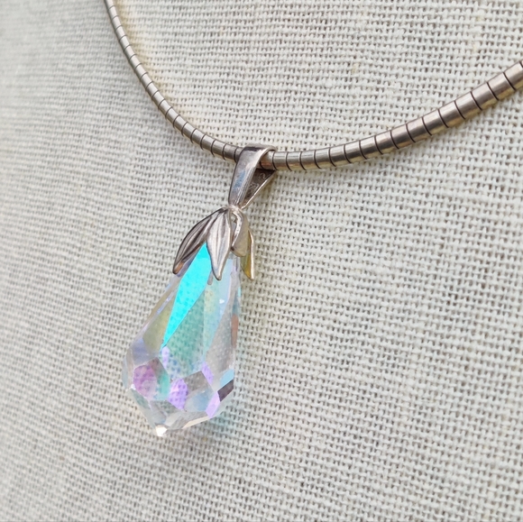 Vintage Jewelry Vintage Thick Sterling Crystal Prism Pendant
